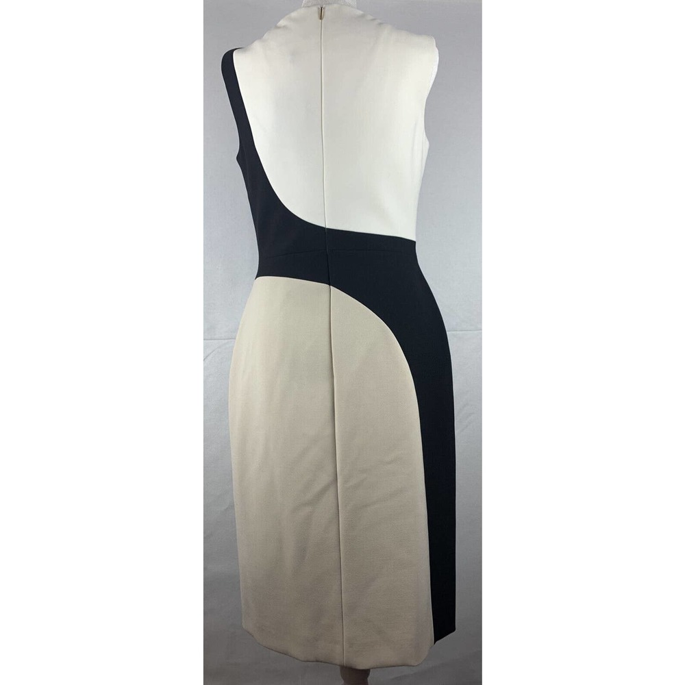 NWT Hugo Boss Dikrysa Color Block White Black & Tan Sheath Dress Size 4, NEW! - Picture 5 of 11